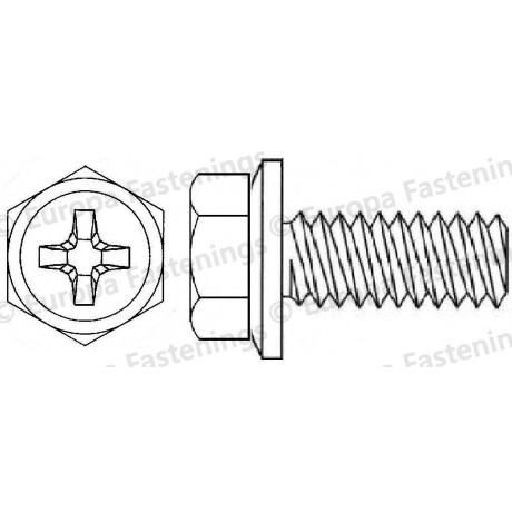 Sems Screw Hex Head (Din 933) Phillips c/w Conical Spring (Din 6908) Washer