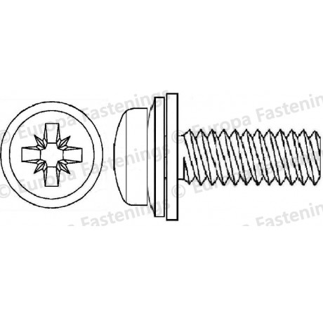 Sems Screw Pan (Din 7985) Pozi c/w Conical Spring (Din 6908) & Plain (Din 6092A) Washer