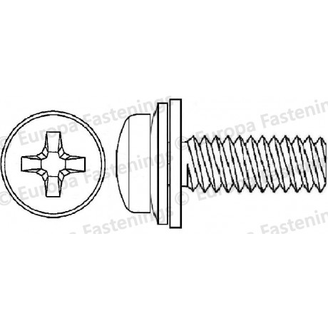 Sems Screw Pan (Din 7985) Phillips c/w Conical Spring (Din 6908) & Plain (Din 6092A) Washer