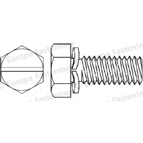 Sems Screw Hex Head (Din 933) Slotted c/w Spring (Din 6905) Washer