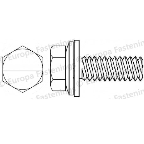 Sems Screw Hex (Din 933) Slotted c/w Conical Spring (Din 6908) & Plain (Din 6092A)